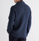 Boglioli - Shawl-Collar Ribbed Virgin Wool and Cashmere-Blend Cardigan - Blue