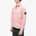 Stone Island Men's Supima Cotton Twill Stretch-TC Zip Shirt Jacket in Pink