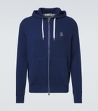 Brunello Cucinelli Logo ribbed-knit cotton zip-up hoodie