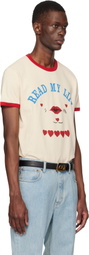 Valentino Off-White Cotton 'Read My Lips' Print T-shirt