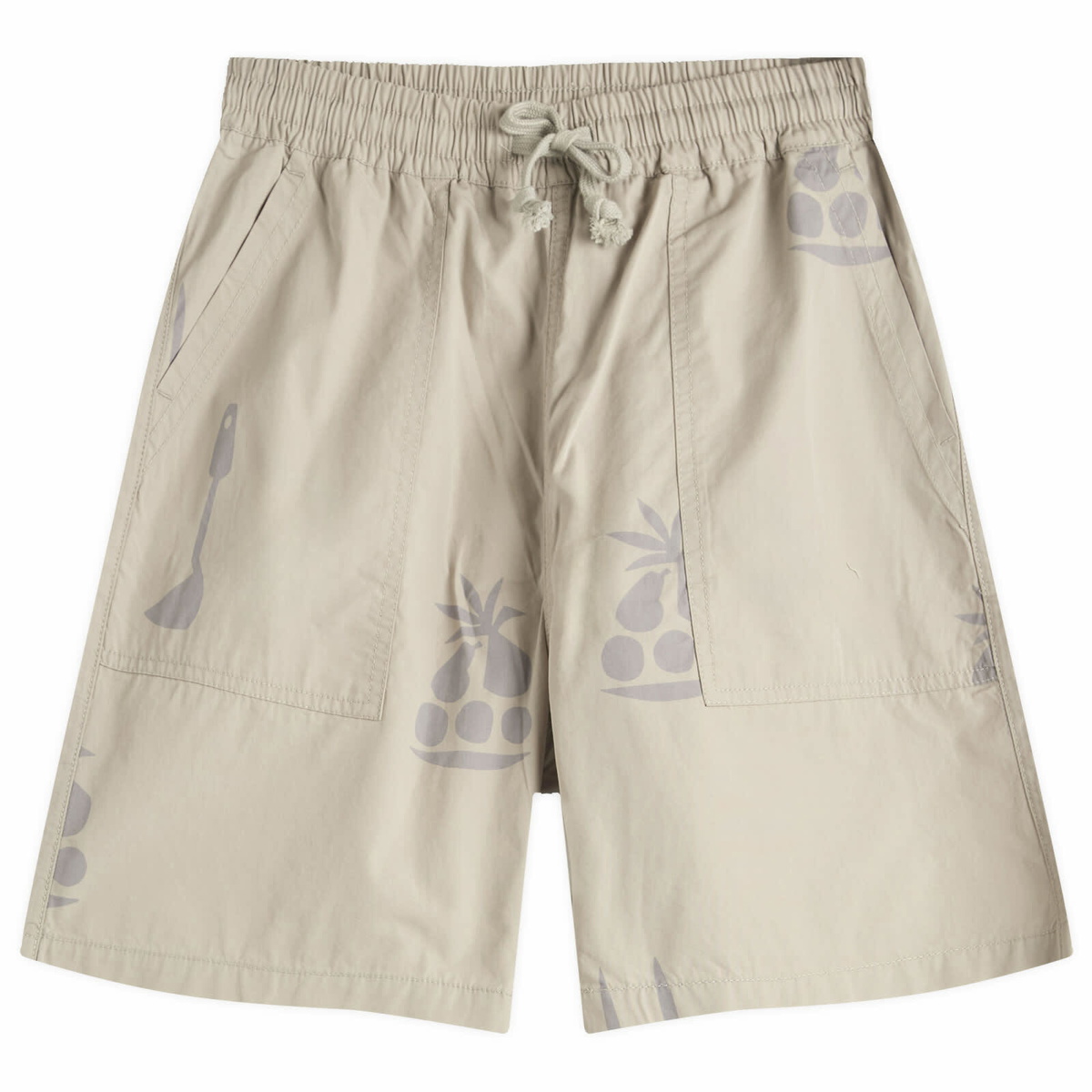 Service Works Men's Poplin Printed Chef Shorts in Stone