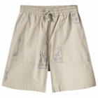 Service Works Men's Poplin Printed Chef Shorts in Stone