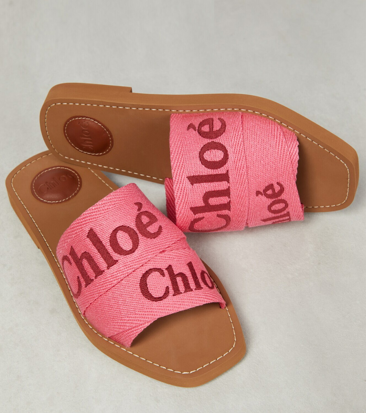 Chlo Woody canvas slides Chloe