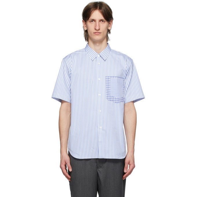 Photo: Comme des Garcons Homme Deux Blue and White Stripe Check Shirt