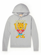 GUCCI - Printed Cotton-Jersey Hoodie - Gray