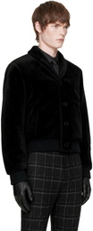 Ernest W. Baker Black Shawl Collar Shearling Bomber Jacket