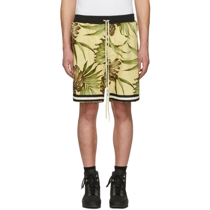 Photo: Fear of God SSENSE Exclusive Yellow Floral Drop Shorts