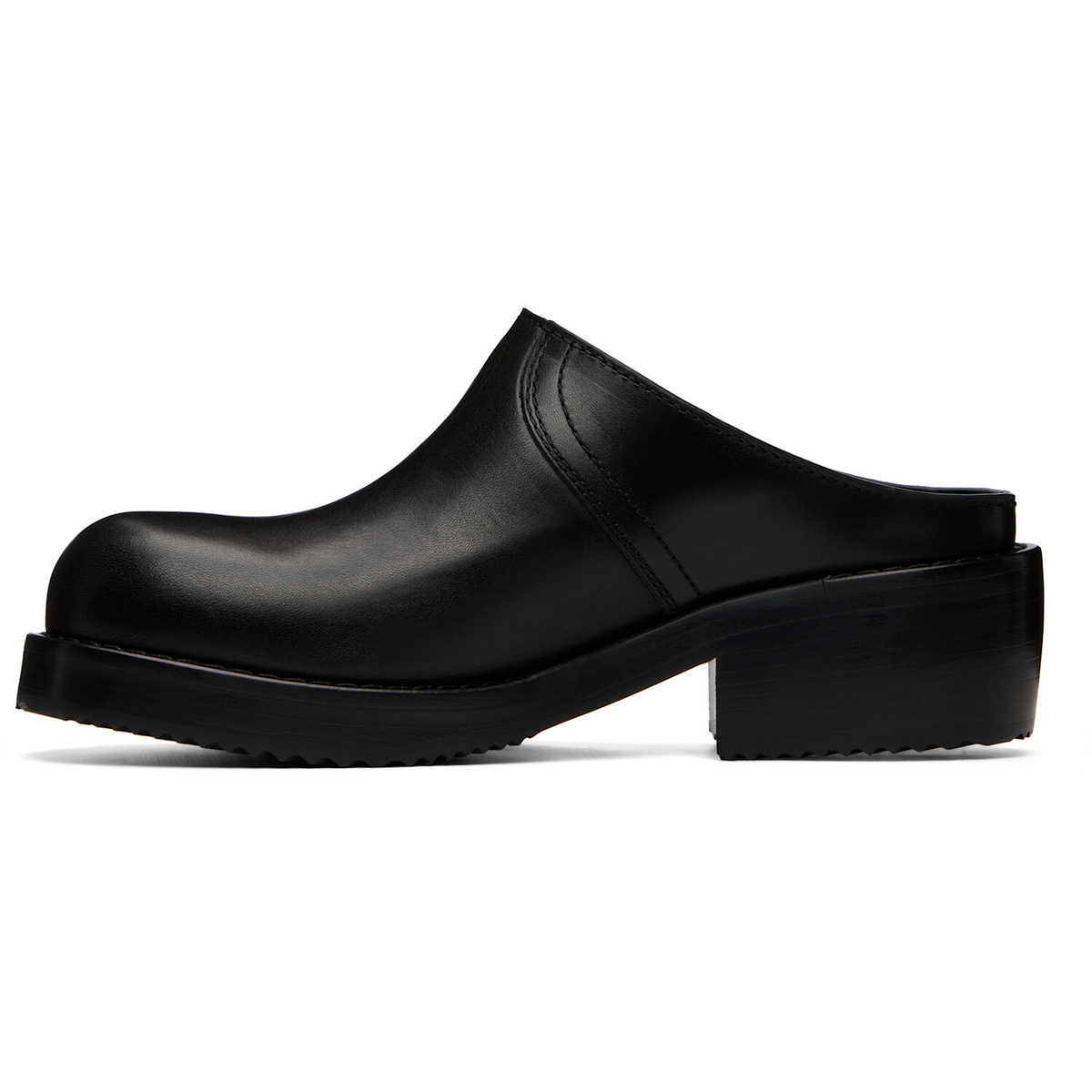 Dries Van Noten Black Leather Workwear Mule Loafers