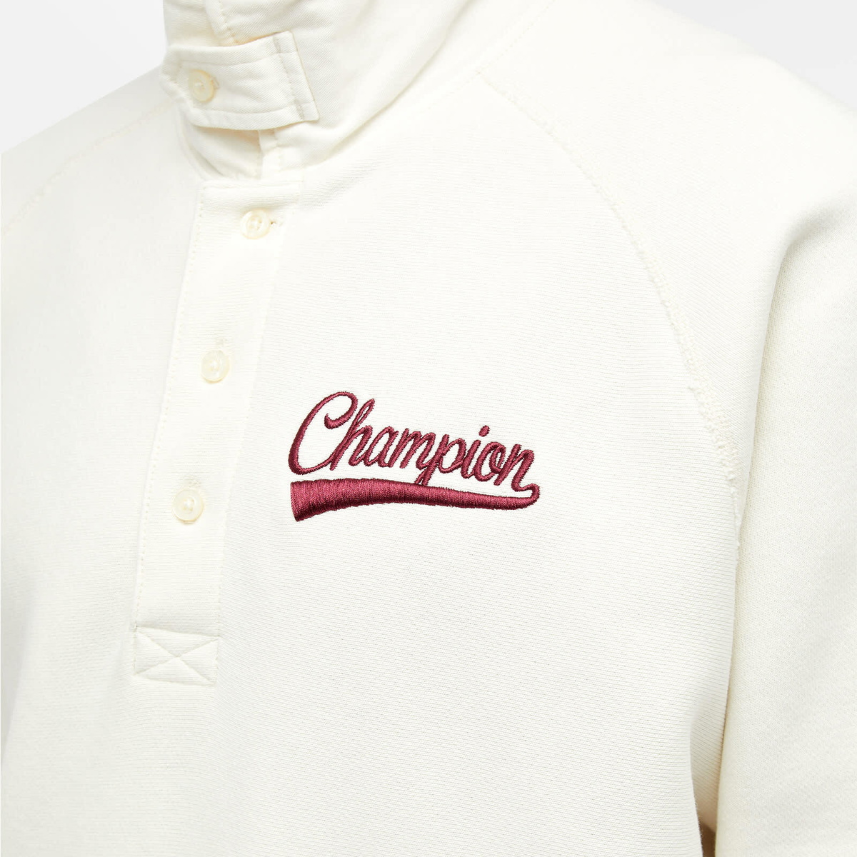 Champion Reverse Weave Men's Button Collar Sweat in Ecru