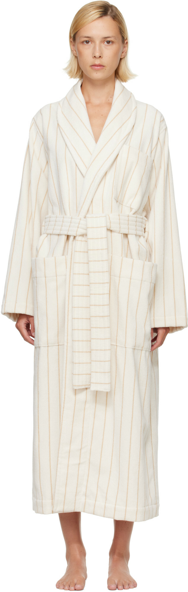 Tekla Off-White & Beige Terry Classic Bathrobe