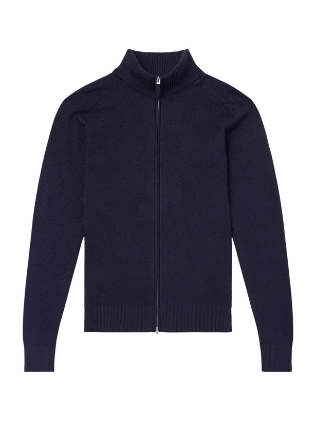 Photo: Zegna - Cashmere and Silk-Blend Zip-Up Cardigan - Blue
