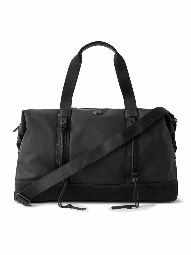 Photo: Moncler - Logo-Appliquéd Suede-Trimmed Shell Weekend Bag