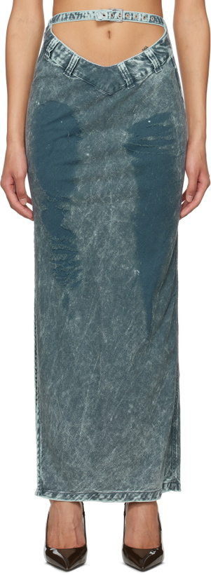 Photo: Masha Popova Blue V Cut Maxi Skirt