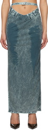Masha Popova Blue V Cut Maxi Skirt