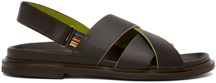 Photo: Pop Trading Company Brown Paul Smith Edition Leather Sandals