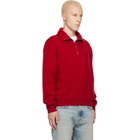 TOM FORD Red Double Face Wool Half Zip Jacket