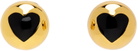 Moschino Gold & Black Heart Buttons Clip-On Earrings
