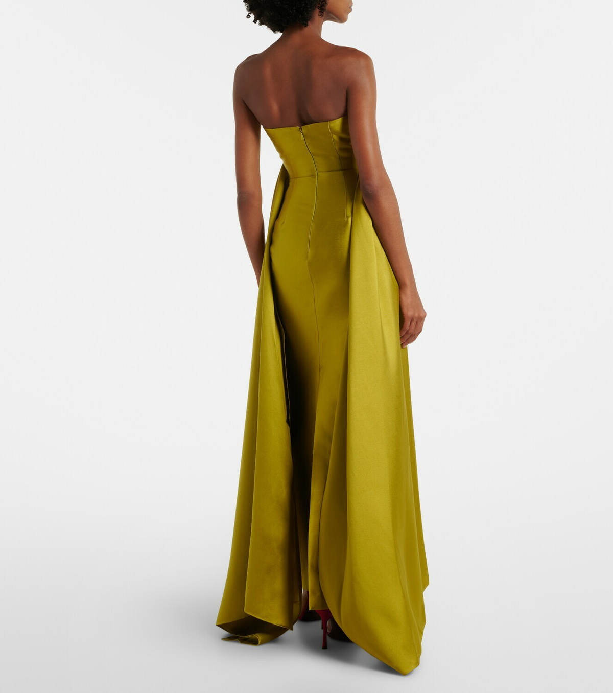Solace London Draped strapless satin gown