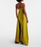 Solace London Draped strapless satin gown