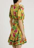 Farm Rio Fruit Garden Printed Cotton-poplin Mini Dress Yellow