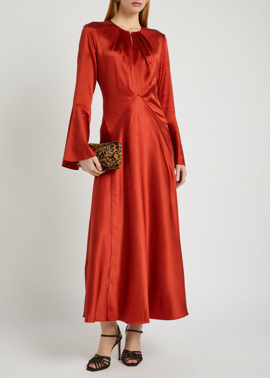 Veronica Beard Ezri Silk-blend Midi Dress Red