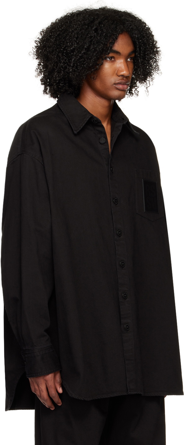 Raf Simons Black Leather Patch Shirt