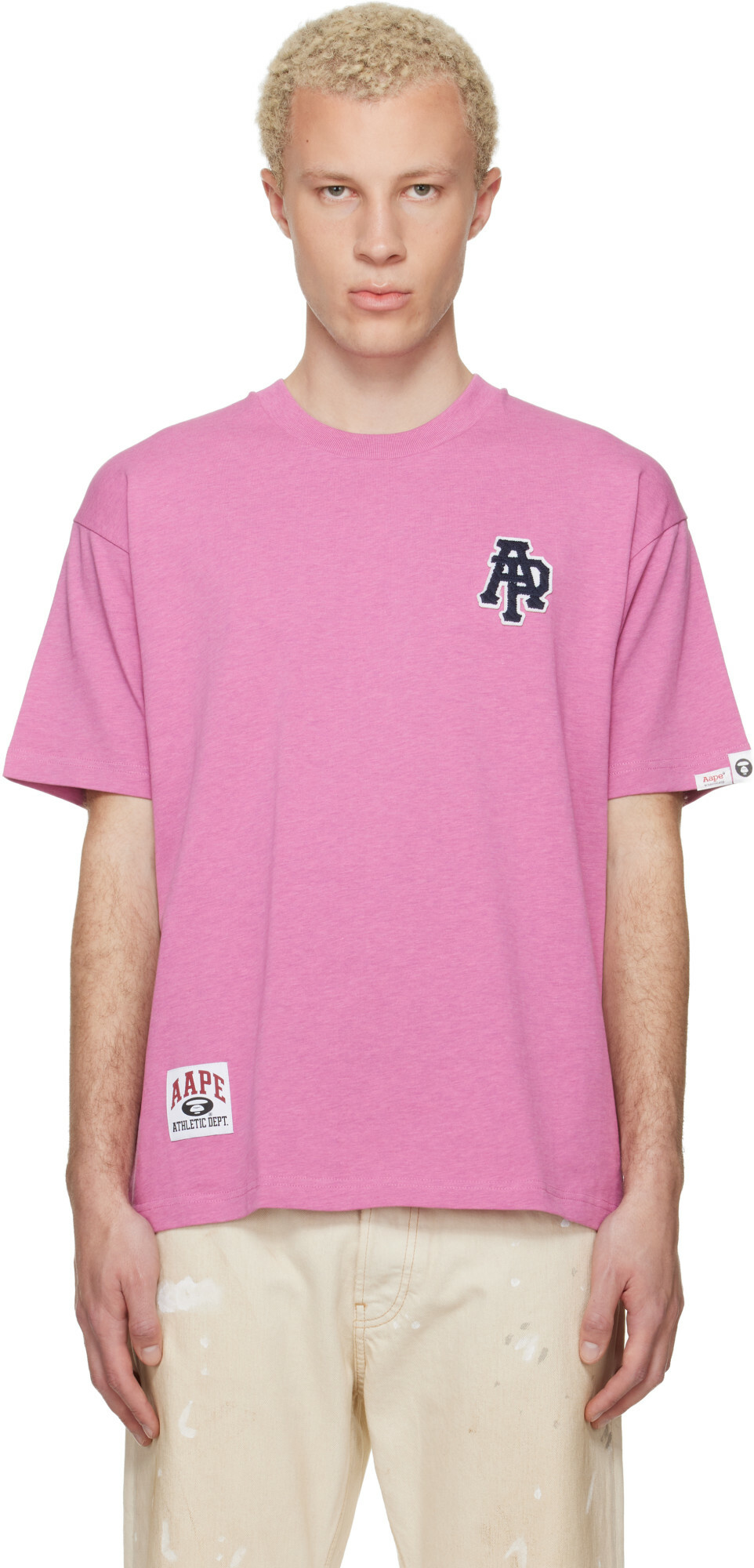 AAPE by A Bathing Ape Pink Logo Patch T-shirt