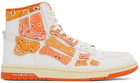 AMIRI White & Orange Skel Top Hi Bandana Sneakers