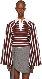 FIDAN NOVRUZOVA Burgundy & White Aby Cape Polo Bodysuit
