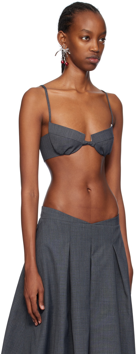 SHUSHU/TONG Gray Bow-Tie Bra Shushu/Tong