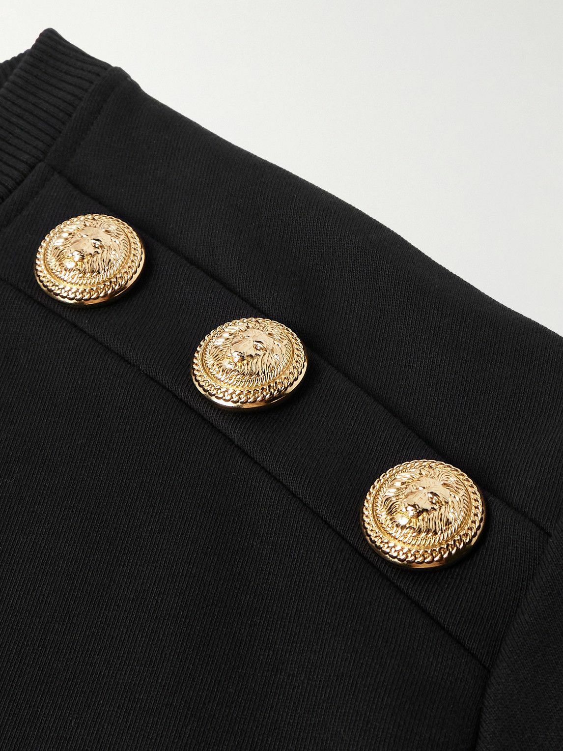 Balmain - Button-Embellished Cotton-Blend Sweatshirt - Black