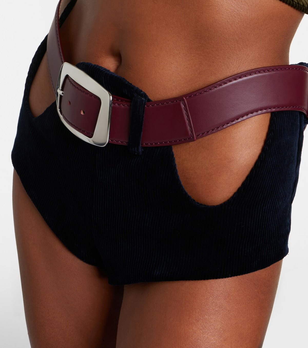 Jean Paul Gaultier Cutout belted cotton corduroy micro shorts