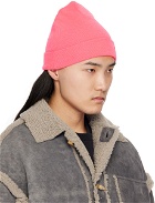Acne Studios Pink Embroidered Logo Beanie