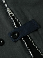 Sacai - Grosgrain-Trimmed Button and Zip-Detailed Cotton-Jersey T-Shirt - Gray