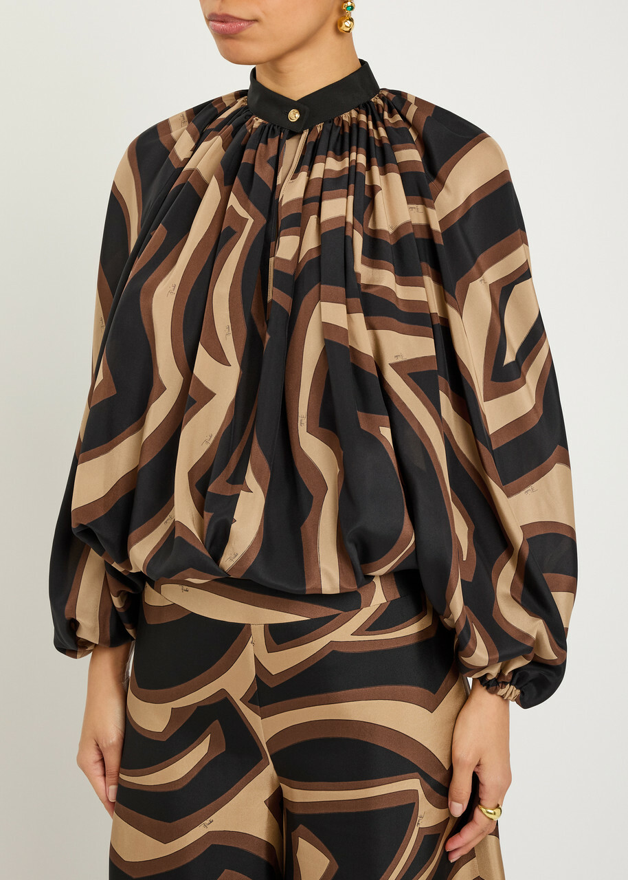 Pucci Printed Silk Blouse Black