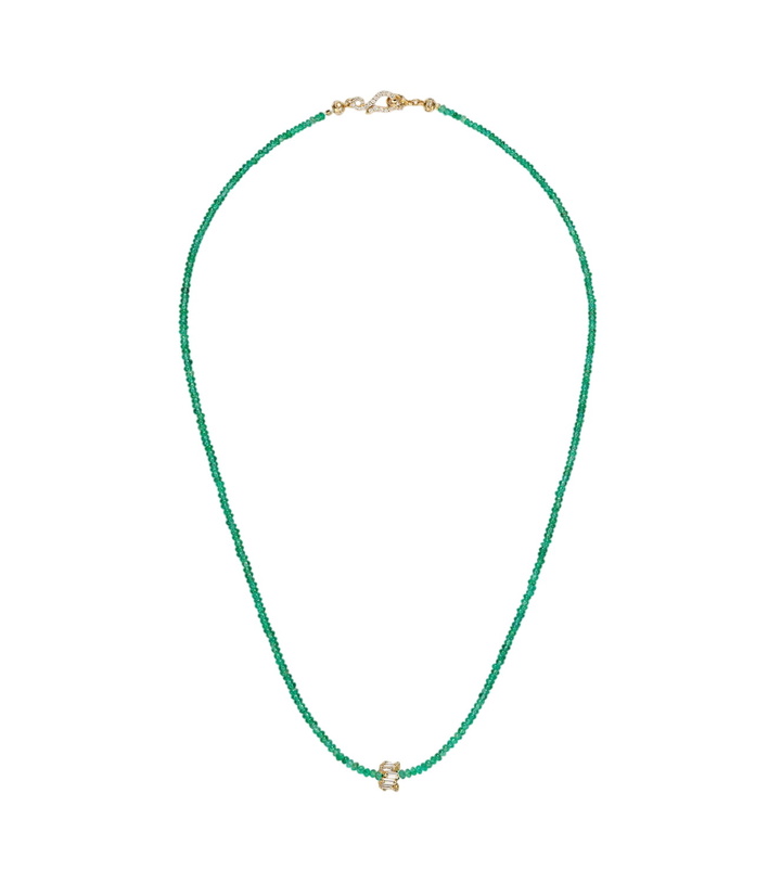 Photo: Suzanne Kalan Infinite 18kt gold beaded necklace with emeralds and diamonds