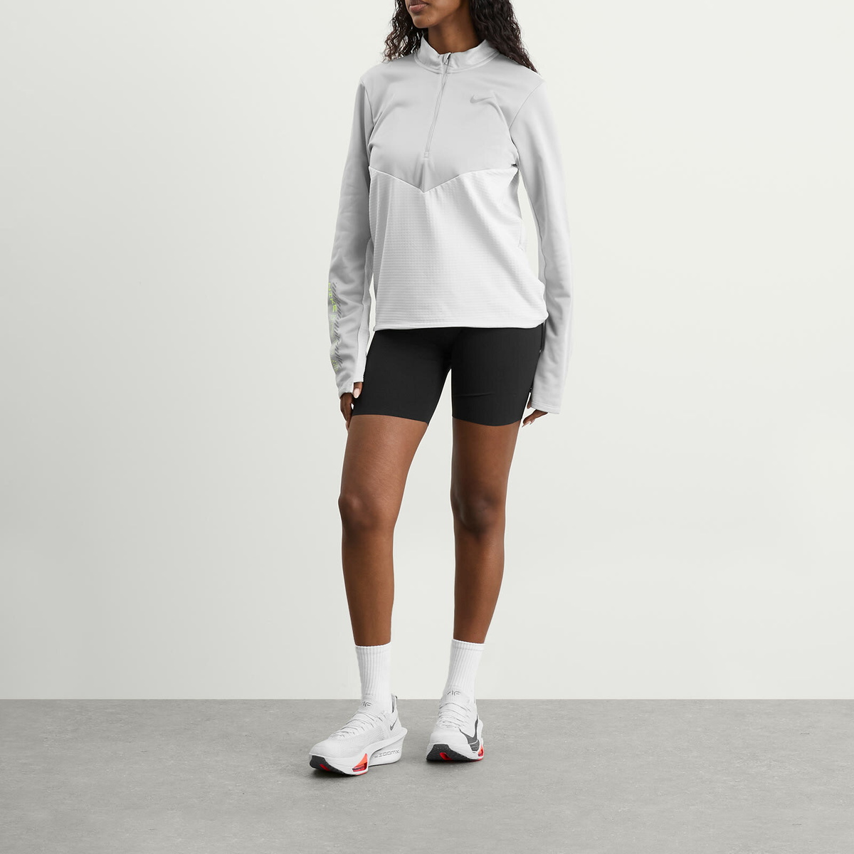 Nike Winterized Half Zip in Platinum/Grey/Volt