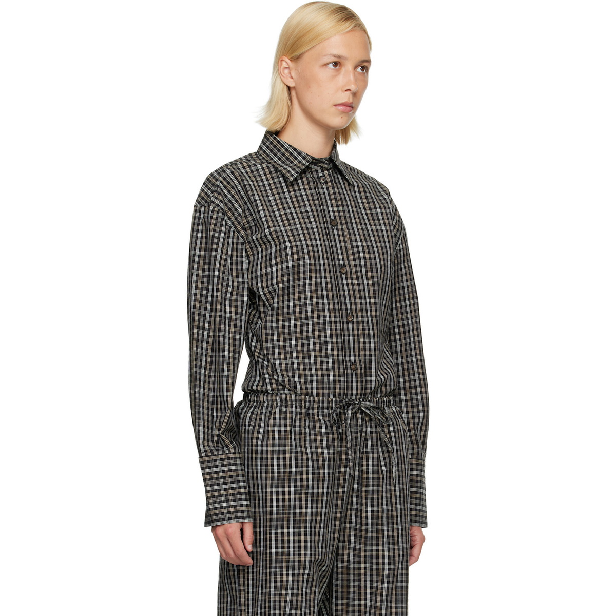 Róhe Black Checked Shaped Shirt