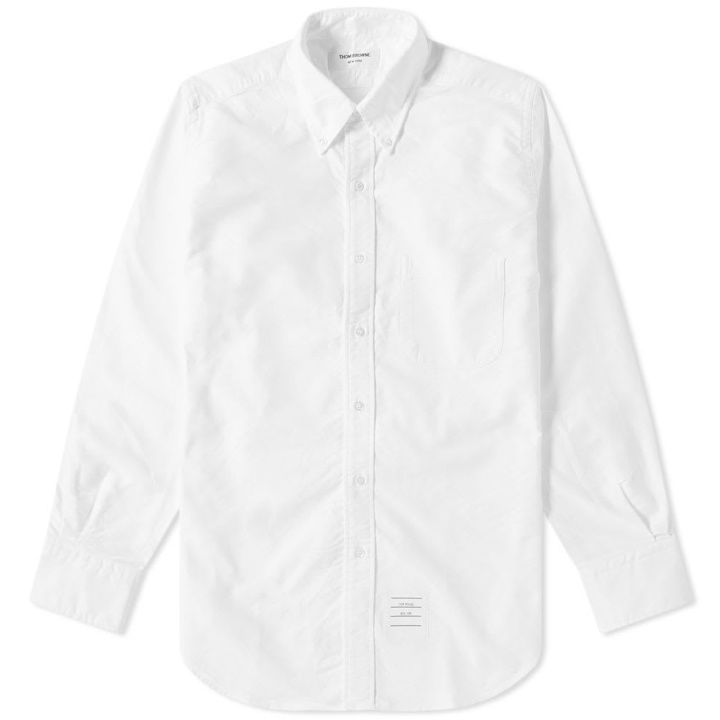 Photo: Thom Browne Classic Grosgrain Placket Oxford Shirt White