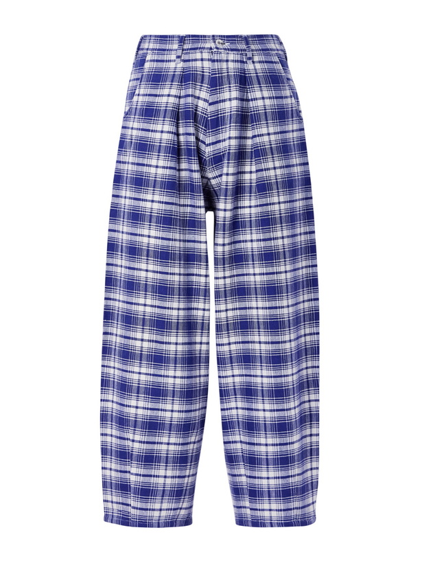 Photo: Story mfg. - Lush Wide-Leg Checked Organic Cotton Trousers - Blue