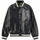 Beams Plus Men's Leather Varisity Jacket in Black
