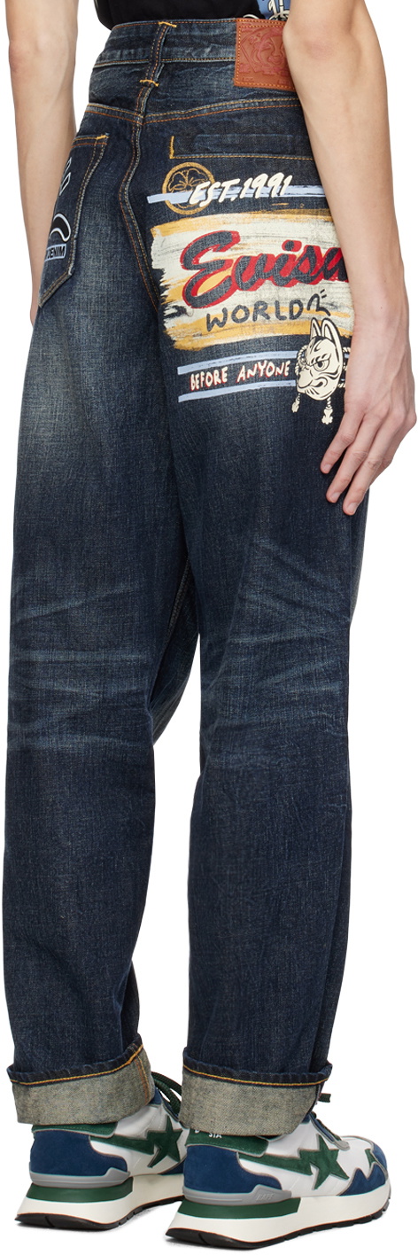 Evisu Indigo Printed Jeans