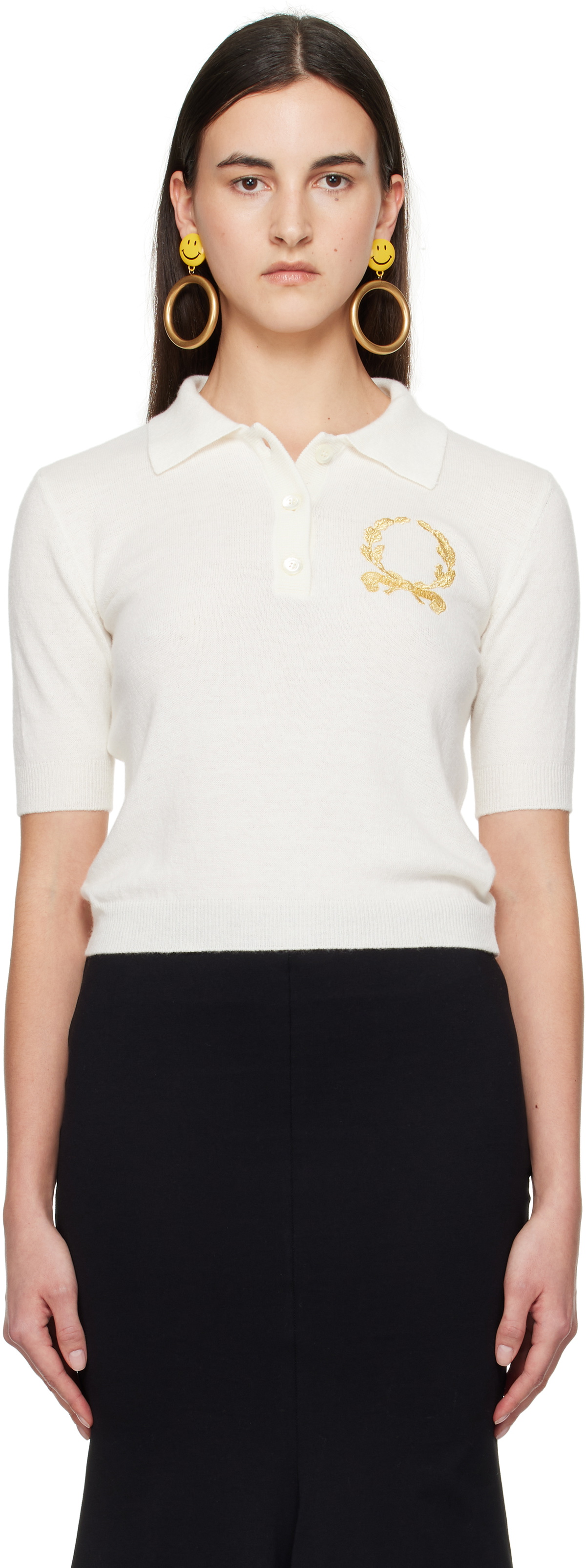Moschino Off-White Laurel Crown Logo Polo