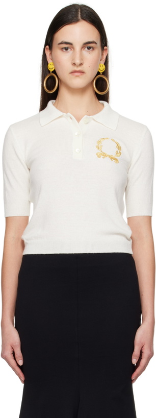 Photo: Moschino Off-White Laurel Crown Logo Polo