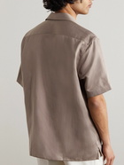 Brioni - Convertible-Collar Silk and Linen-Blend Shirt - Neutrals