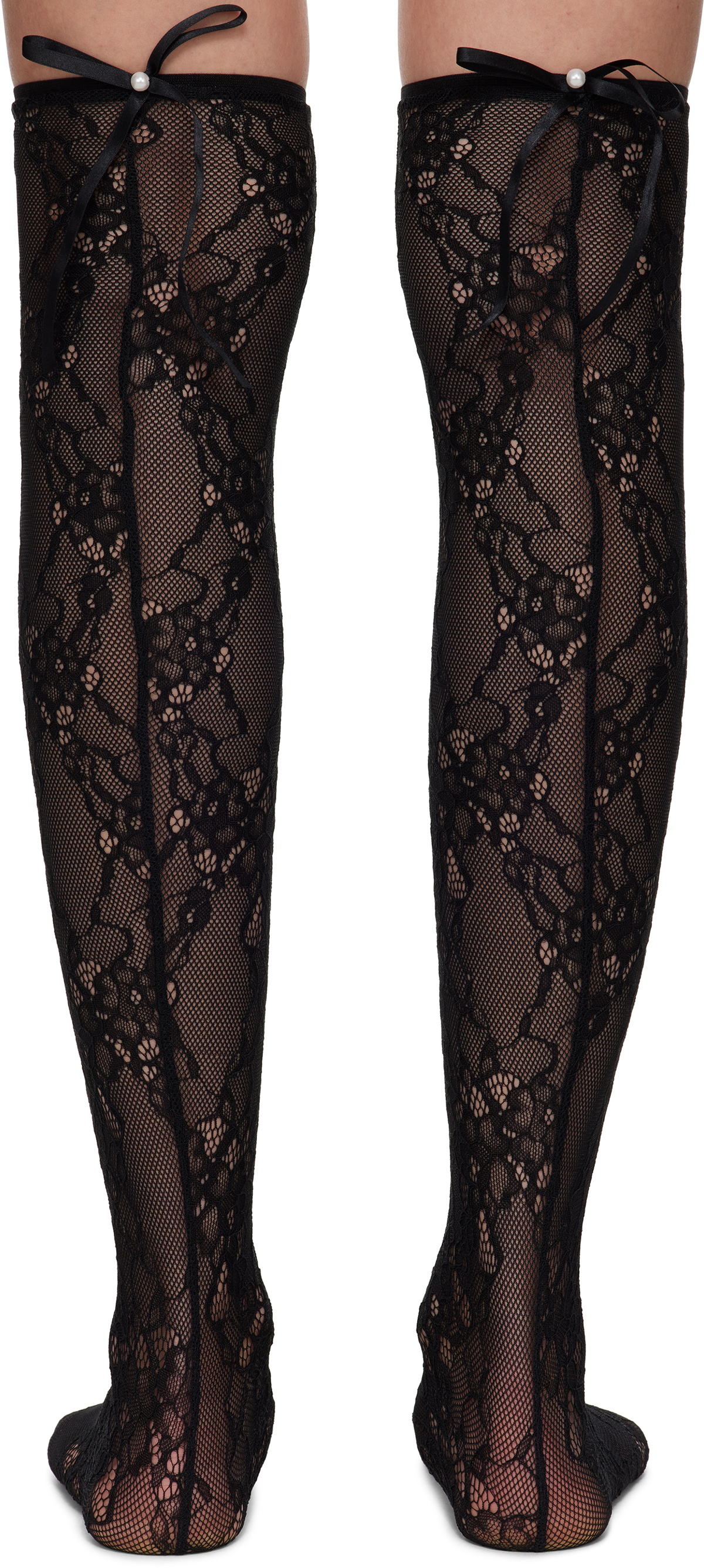 AMBUSH Black Lace Ribbon Socks