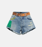 Alanui - California Patchwork denim shorts