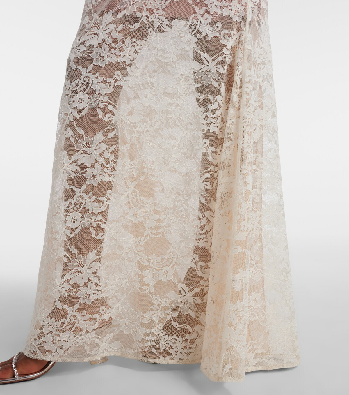 Self-Portrait Floral-appliqué lace gown