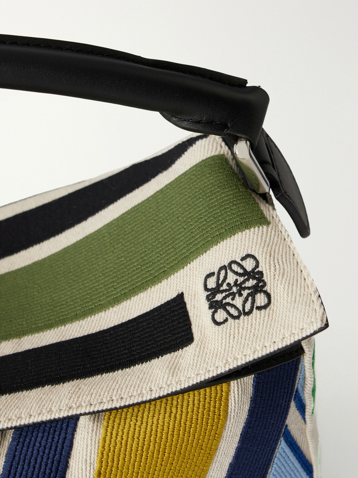 LOEWE - Puzzle Edge Small Leather-Trimmed Embroidered Canvas Messenger Bag