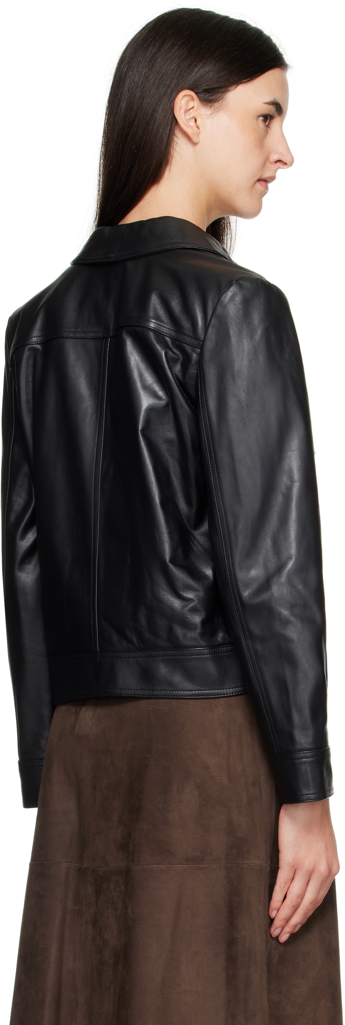 Max Mara Black Nepet Leather Jacket